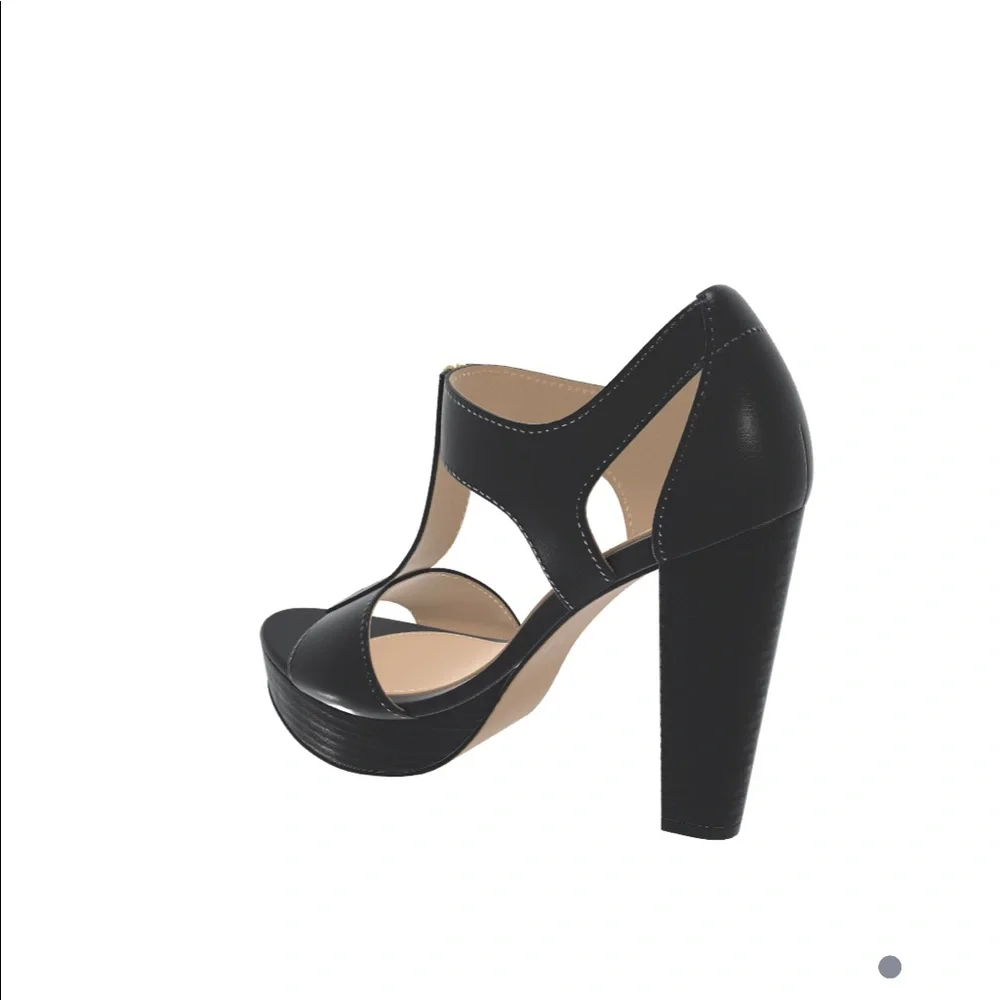 MICHAEL KORS BERKlEY LOCK BLACK LEATHER SANDAL SIZE:7 - Picture 4 of 7